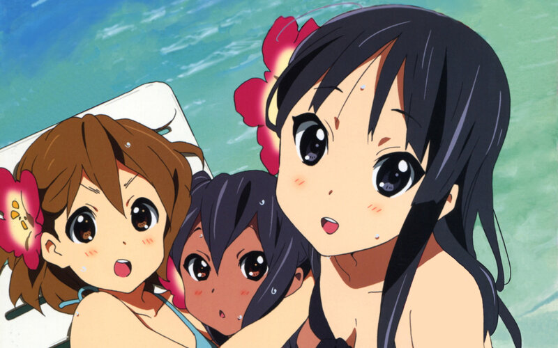 anime girls at the beach
