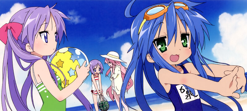 anime girls at the beach