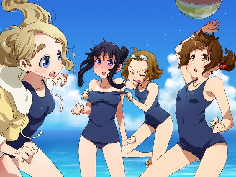 anime girls at the beach