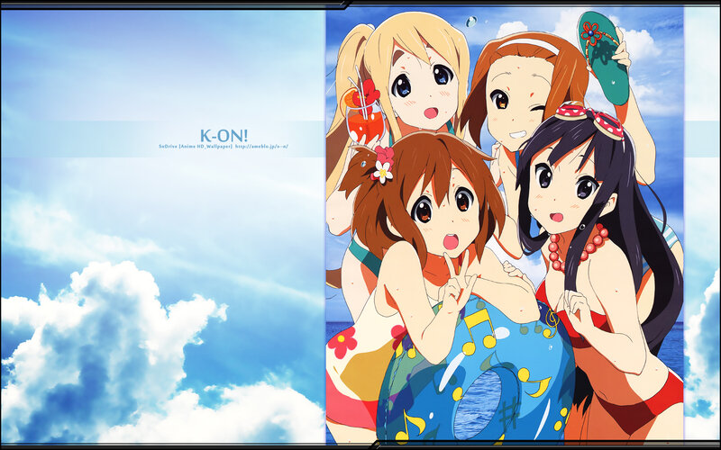 anime girls at the beach