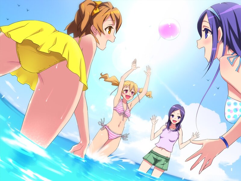 anime girls at the beach