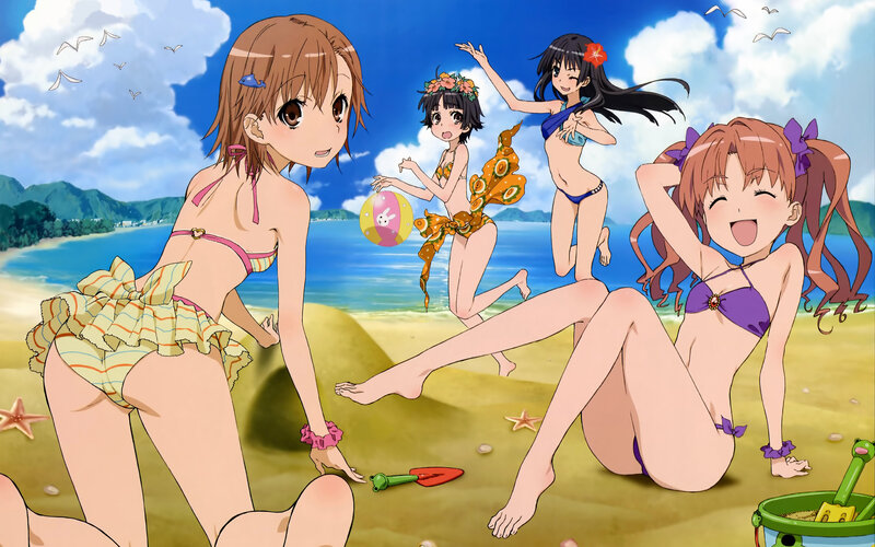 anime girls at the beach