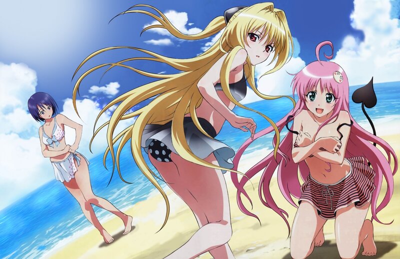 anime girls at the beach