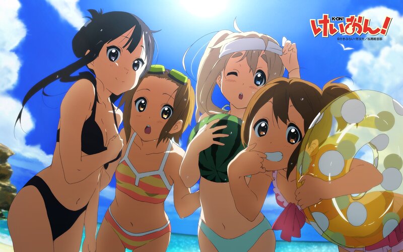 anime girls at the beach