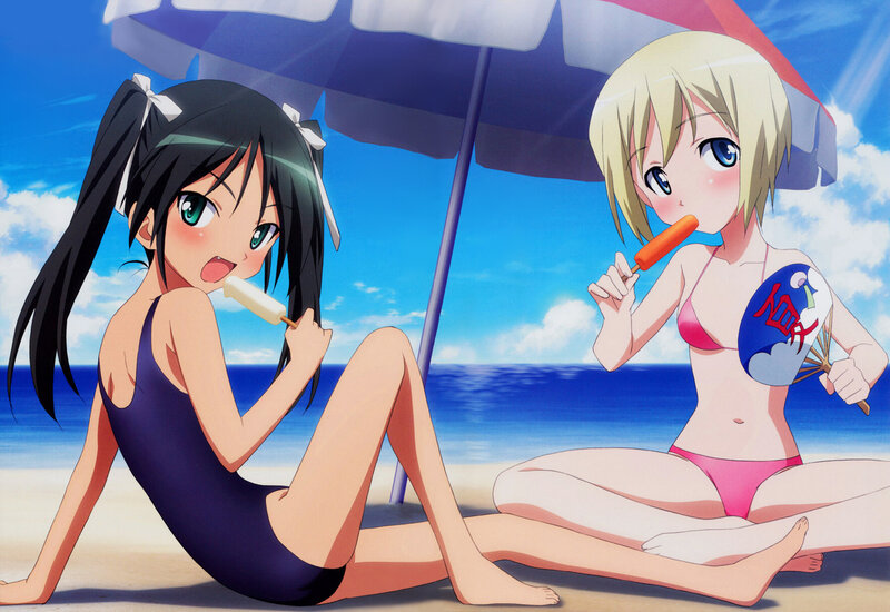 Anime girls at the beach