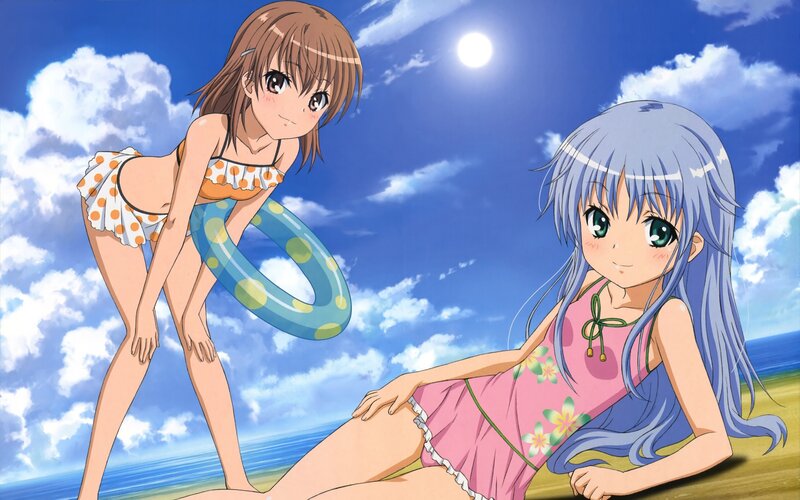anime girls at the beach