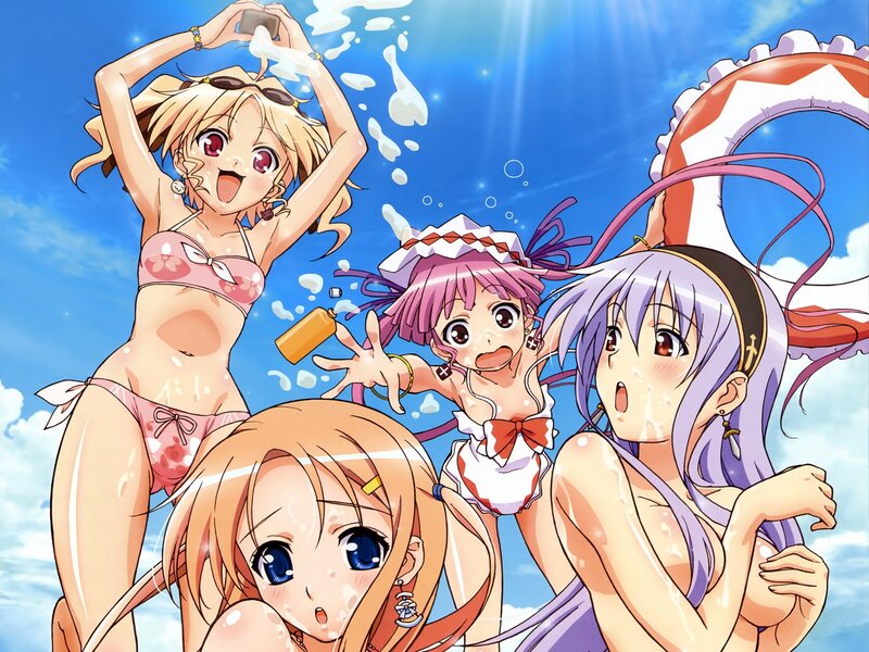 anime girls at the beach