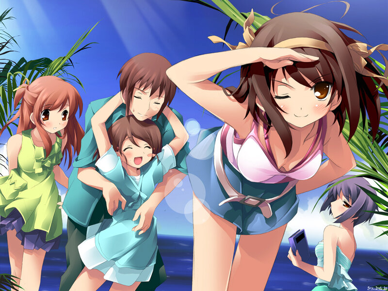 Anime girls at the beach