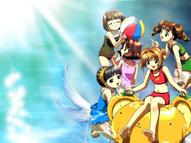 anime girls at the beach