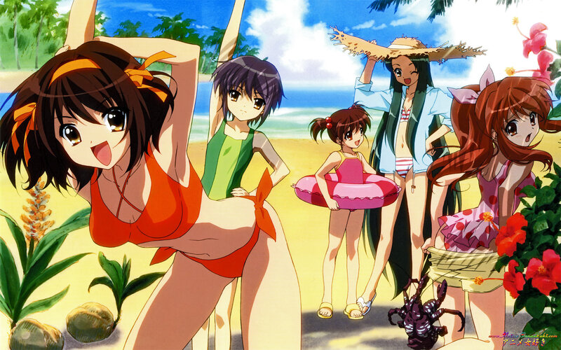 anime girls at the beach