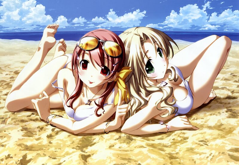 Anime girls at the beach