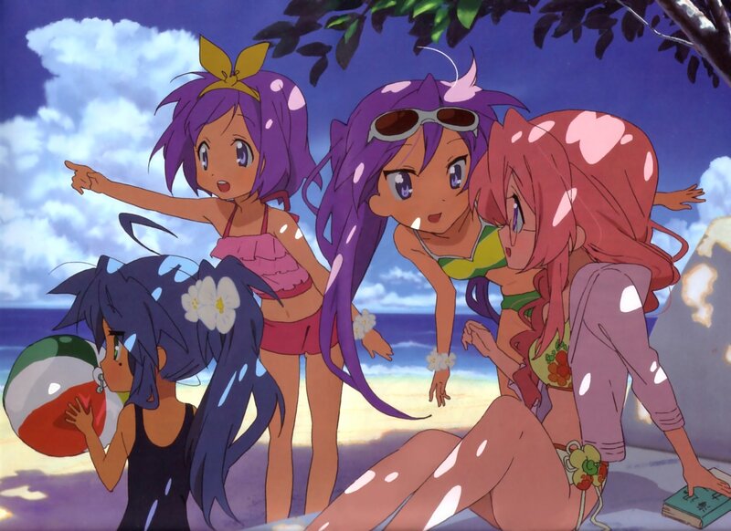 anime girls at the beach