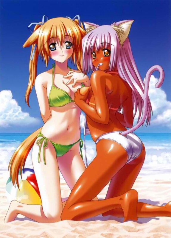 Anime girls at the beach