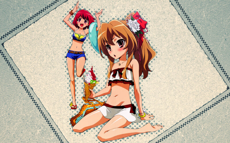 anime girls at the beach