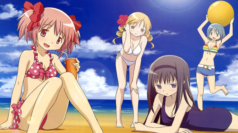 anime girls at the beach