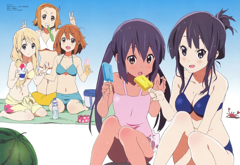 anime girls at the beach