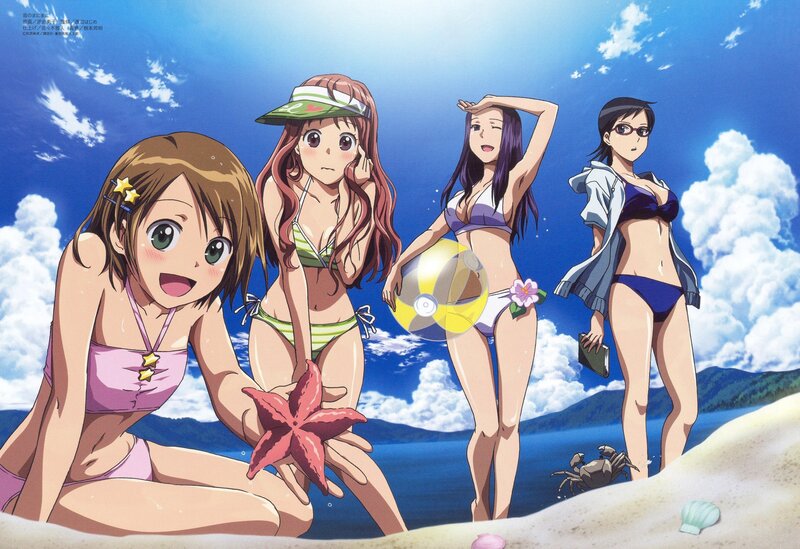 anime girls at the beach