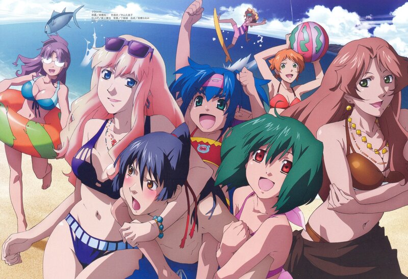 anime girls at the beach