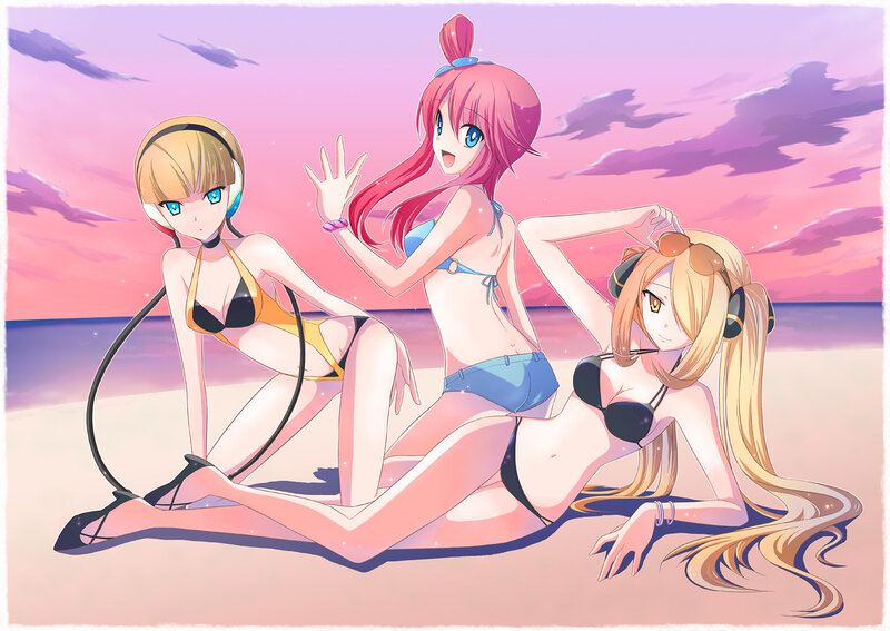 Anime girls at the beach
