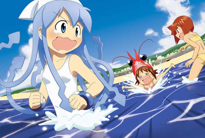 anime girls at the beach