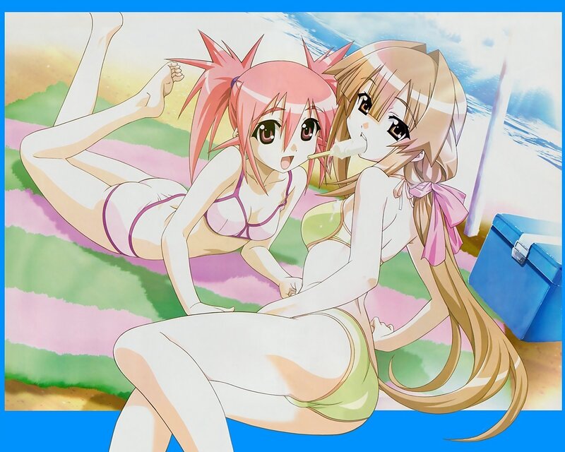 anime girls at the beach