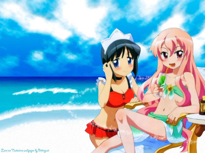 Anime girls at the beach