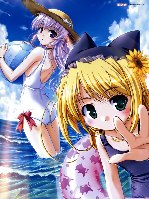 Anime girls at the beach
