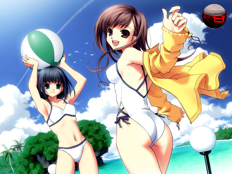 Anime girls at the beach