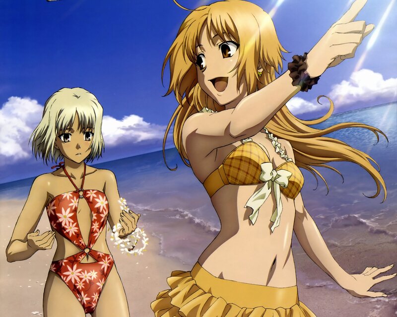 Anime girls at the beach