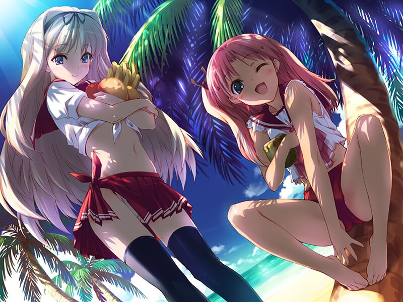 Anime girls at the beach
