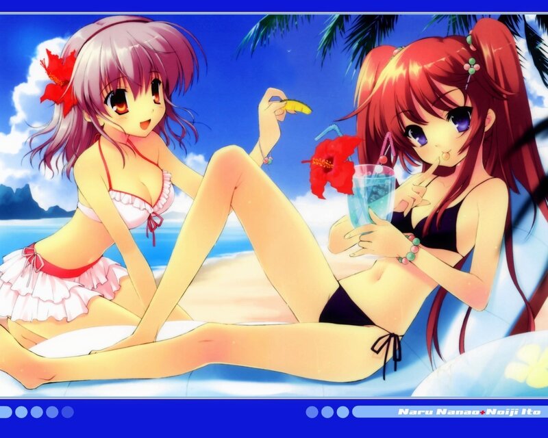 Anime girls at the beach