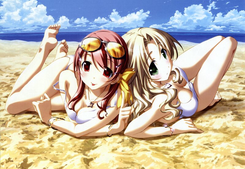 Anime girls at the beach