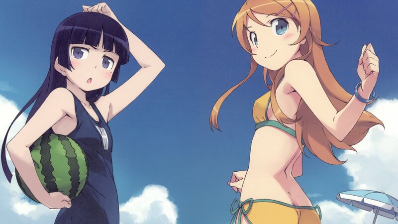 Anime girls at the beach
