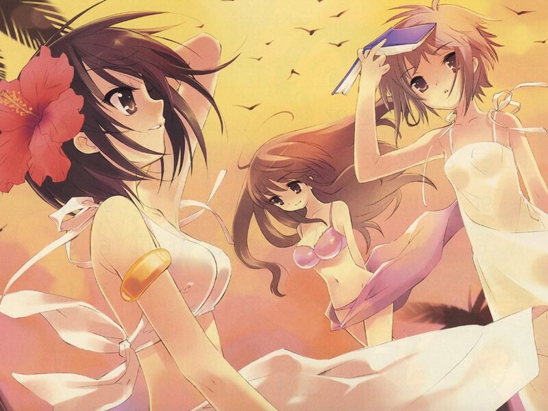 Anime girls at the beach