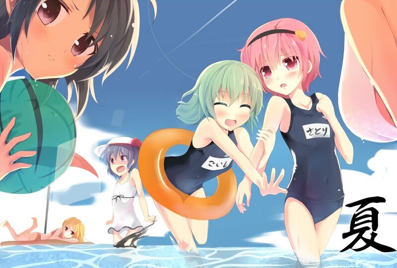 Anime girls at the beach