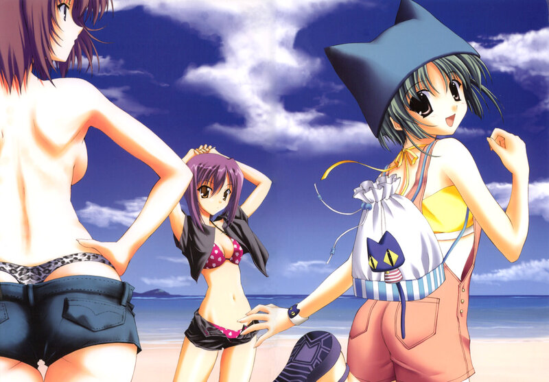 anime girls at the beach