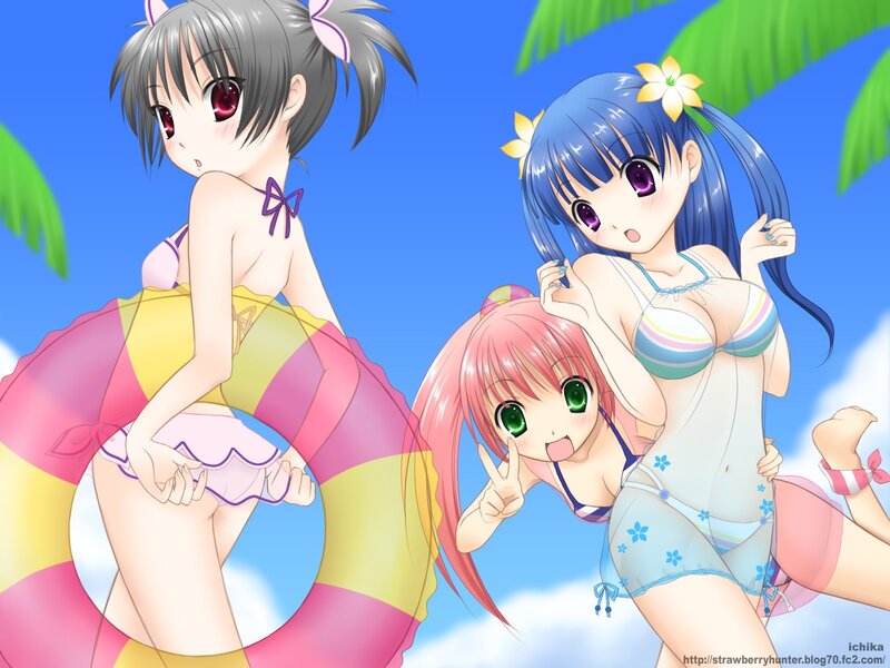 Anime girls at the beach