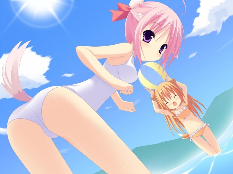 Anime girls at the beach