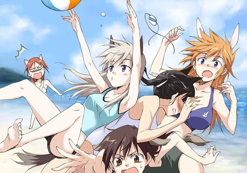 anime girls at the beach