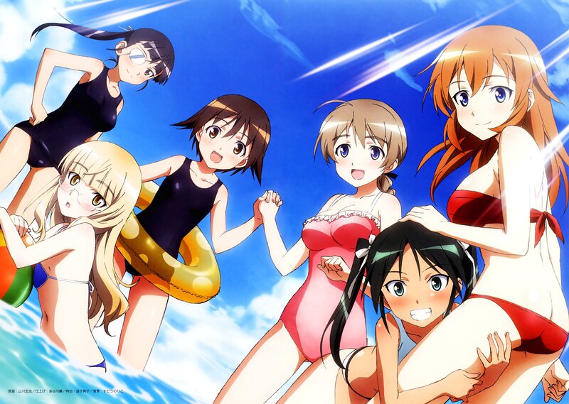 anime girls at the beach