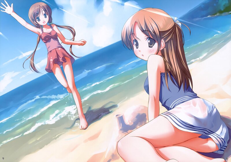 Anime girls at the beach