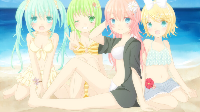 anime girls at the beach