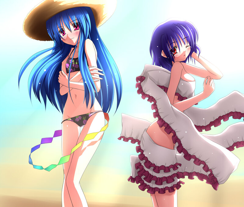 Anime girls at the beach