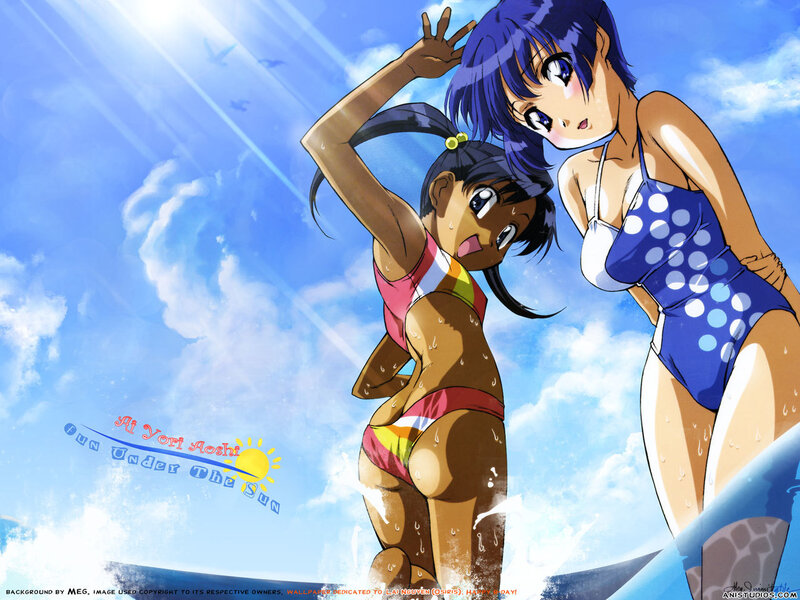 Anime girls at the beach