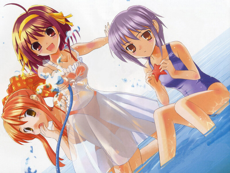 Anime girls at the beach