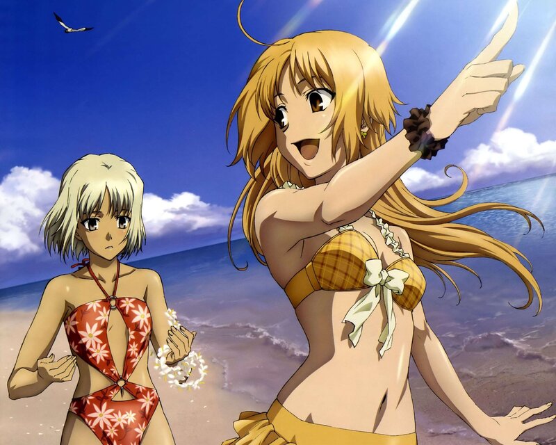 Anime girls at the beach