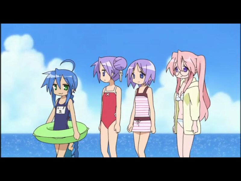anime girls at the beach
