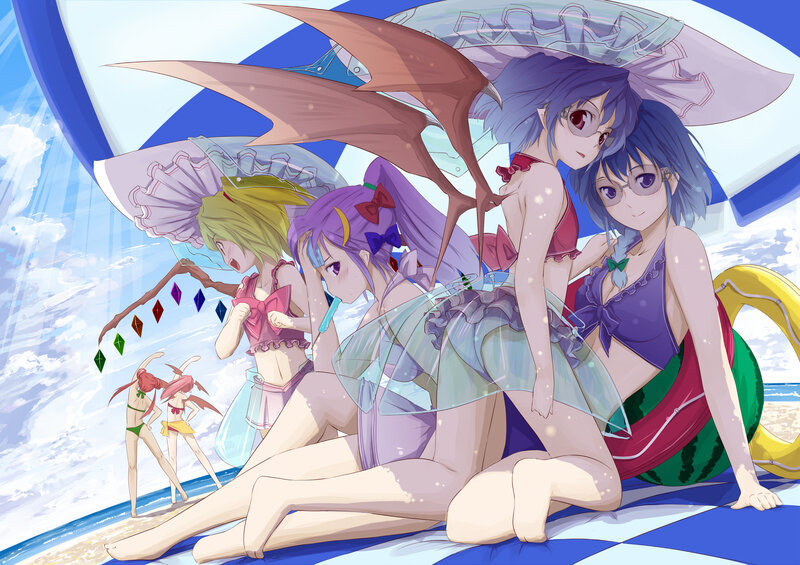 Anime girls at the beach