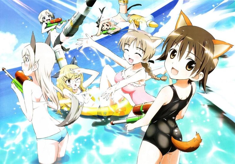 anime girls at the beach