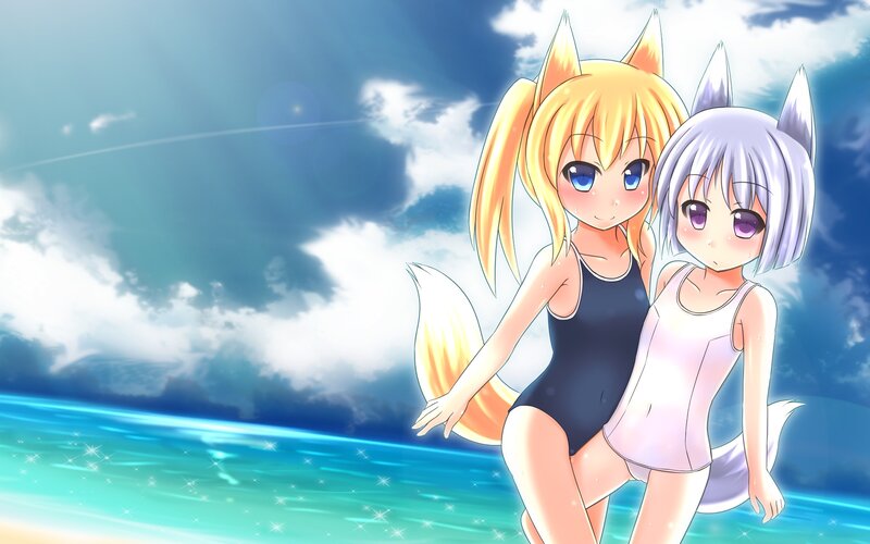 Anime girls at the beach